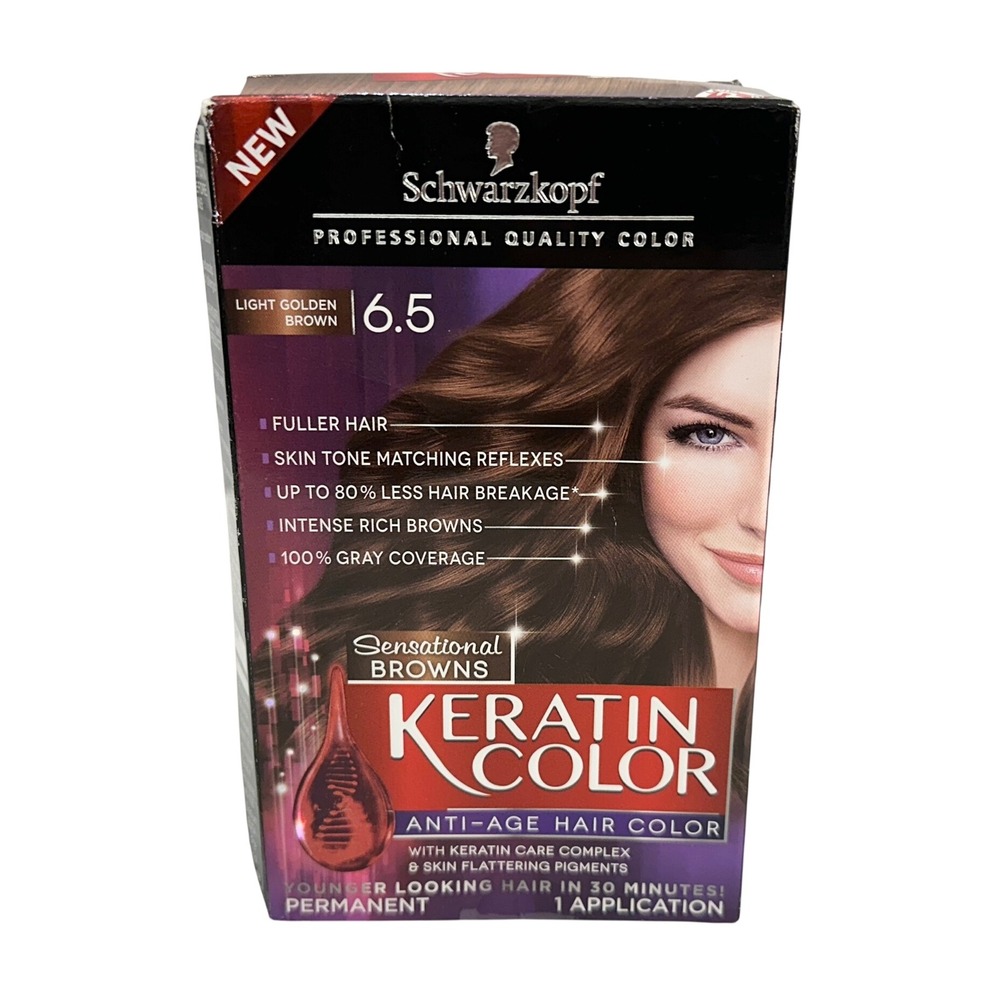 Schwarzkopf Keratin Color 6.5 Light Golden Brown Anti-Age Permanent Hair Dye